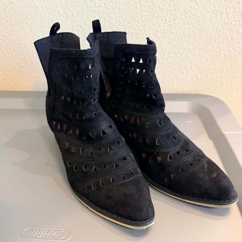 Black Ankle Boots with Cutout Design